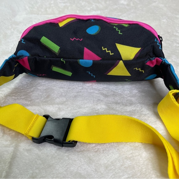 Funko Vintage 90s Style "Whatever" Fanny Pack /Travel Bag Black Yellow Pink Blue - Picture 7 of 12
